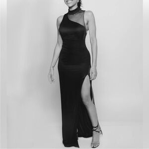 Galvan London mock neck evening dress